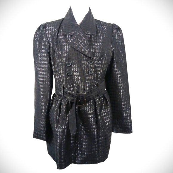 Candie's, Brittany Loves Candie's Harlequin Print Shiny Jacket Black SZ XL,  Y2K - Picture 4 of 16